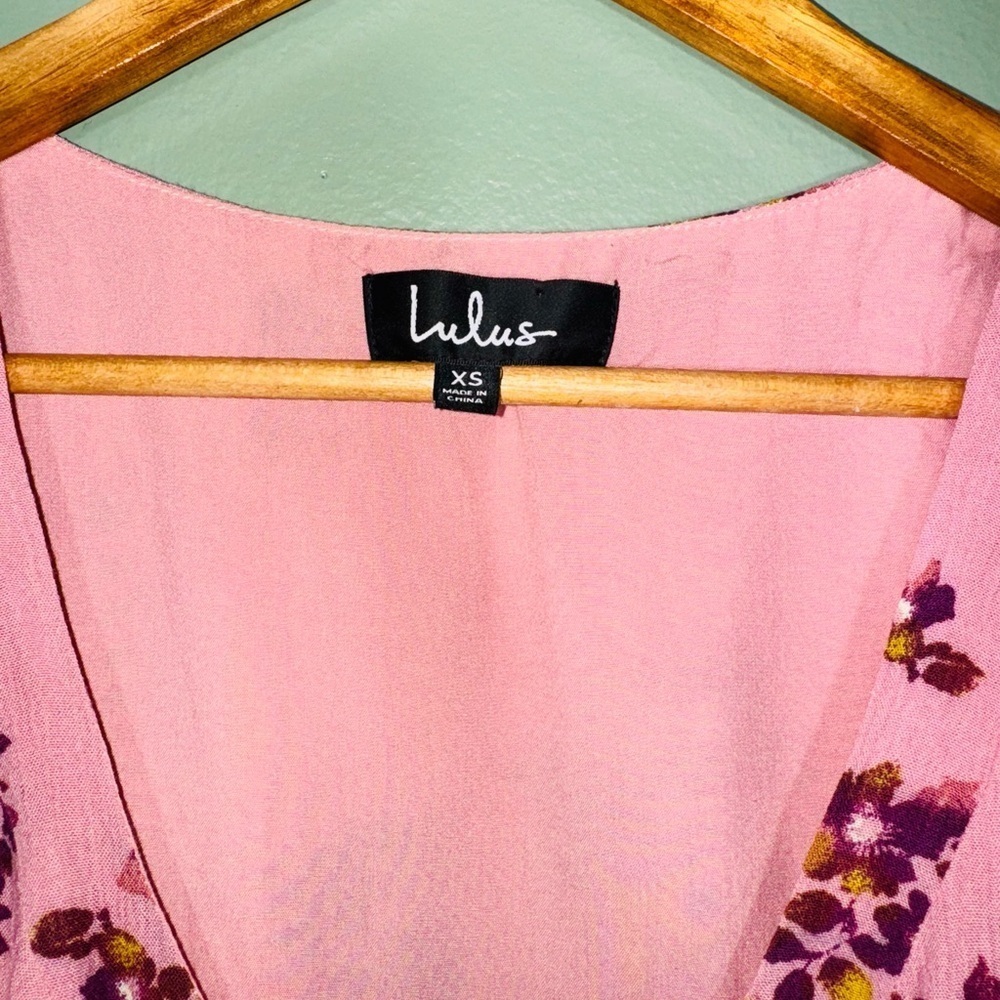 Lulu's Mauve Floral Midi Dress - Picture 3 of 7